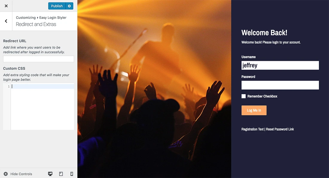 Custom Login Redirect and CSS
